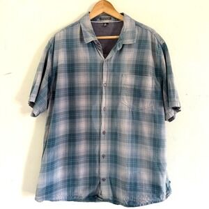 TOAD&CO Mens XL Plaid Short Sleeve Button Down Shirt Organic Cotton